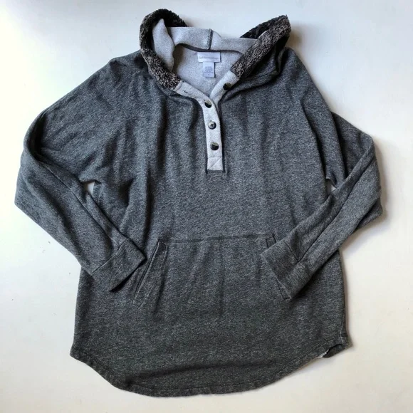 Soft Surroundings Tops Soft Surroundings Gray Faux Fur Trim